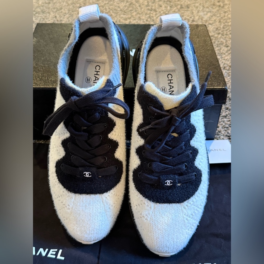 CHANEL Black and White Women's Sneakers